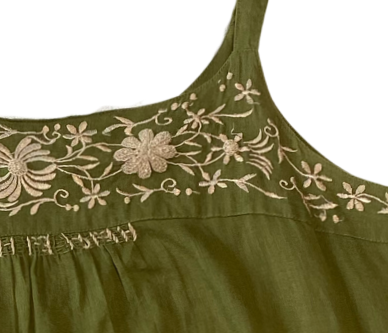 Lucky Brand Olive Green Baby doll Flowy Tank Top Cute embroidery details and a fluid, woven style make this a tank you will love wearing!