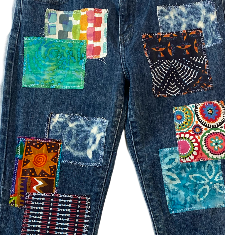 REFRESHED - Levi's Midrise Skinny Jeans, Patched and Trimmed Refreshed - Such a fun pair of jeans, with bright colored patches and pom pom trim on the bottom hem!  These will look great dressed up or down.