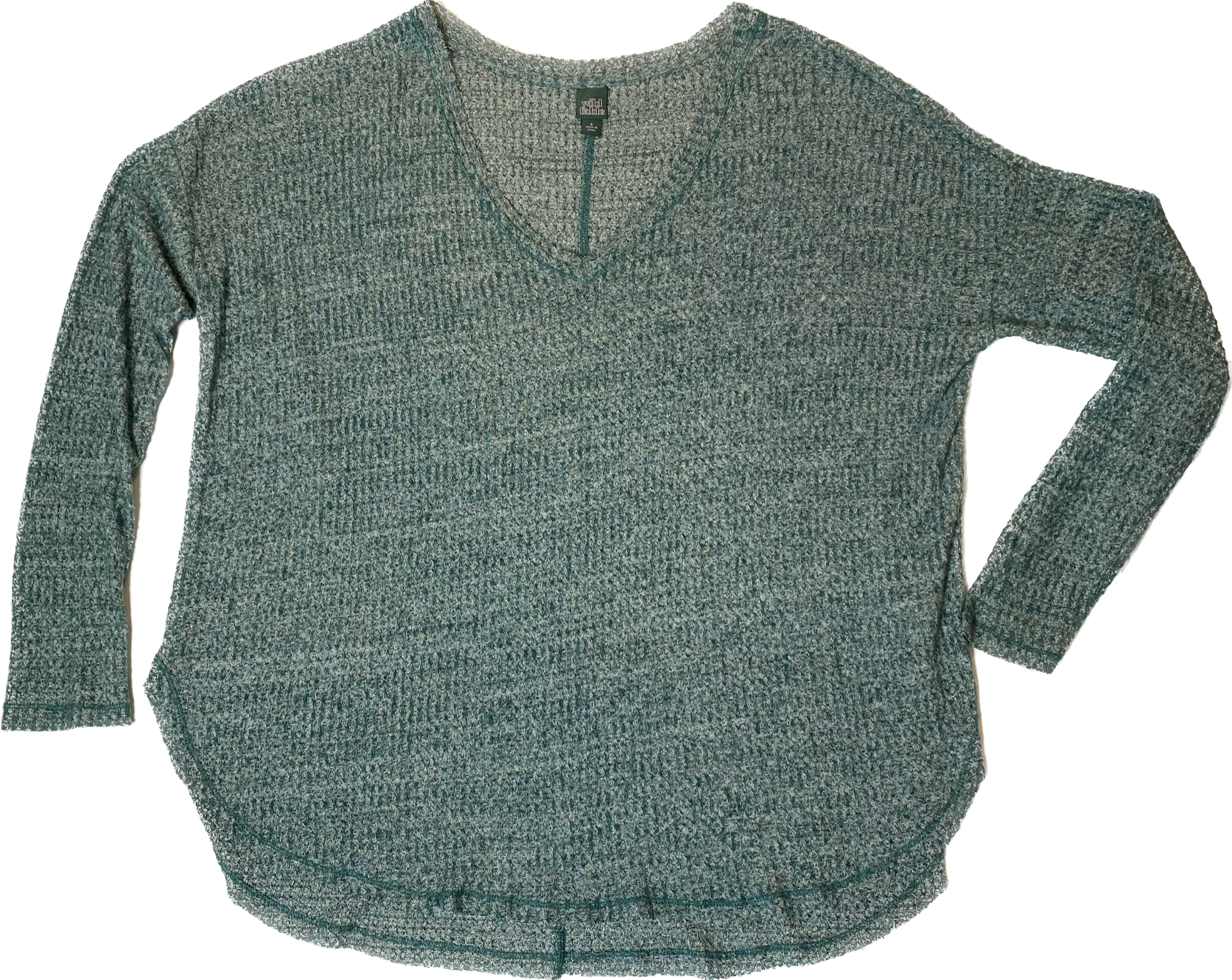 Wild Fable Green Heathered Long Sleeve V-Neck Top Light weight thermal, V-neck top.