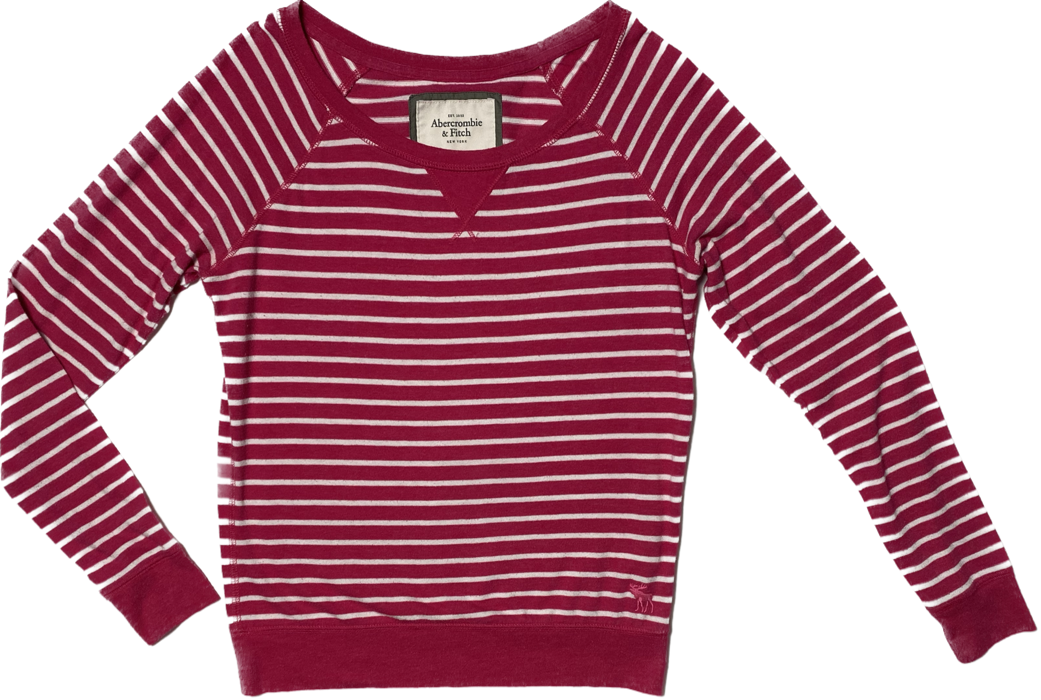 Abercrombie & Fitch Fuchsia and White Stripe ShirtLong sleeve fuchsia and white striped pullover shirt.
Add a pop of color to your closet this Fall with this great pullover! 