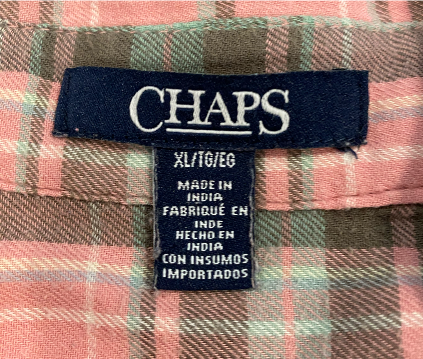 Chaps Soft Pink Plaid Flannel Soft pink with green and white plaid flannel.
Add jeans and sneakers for an easy Fall day out.