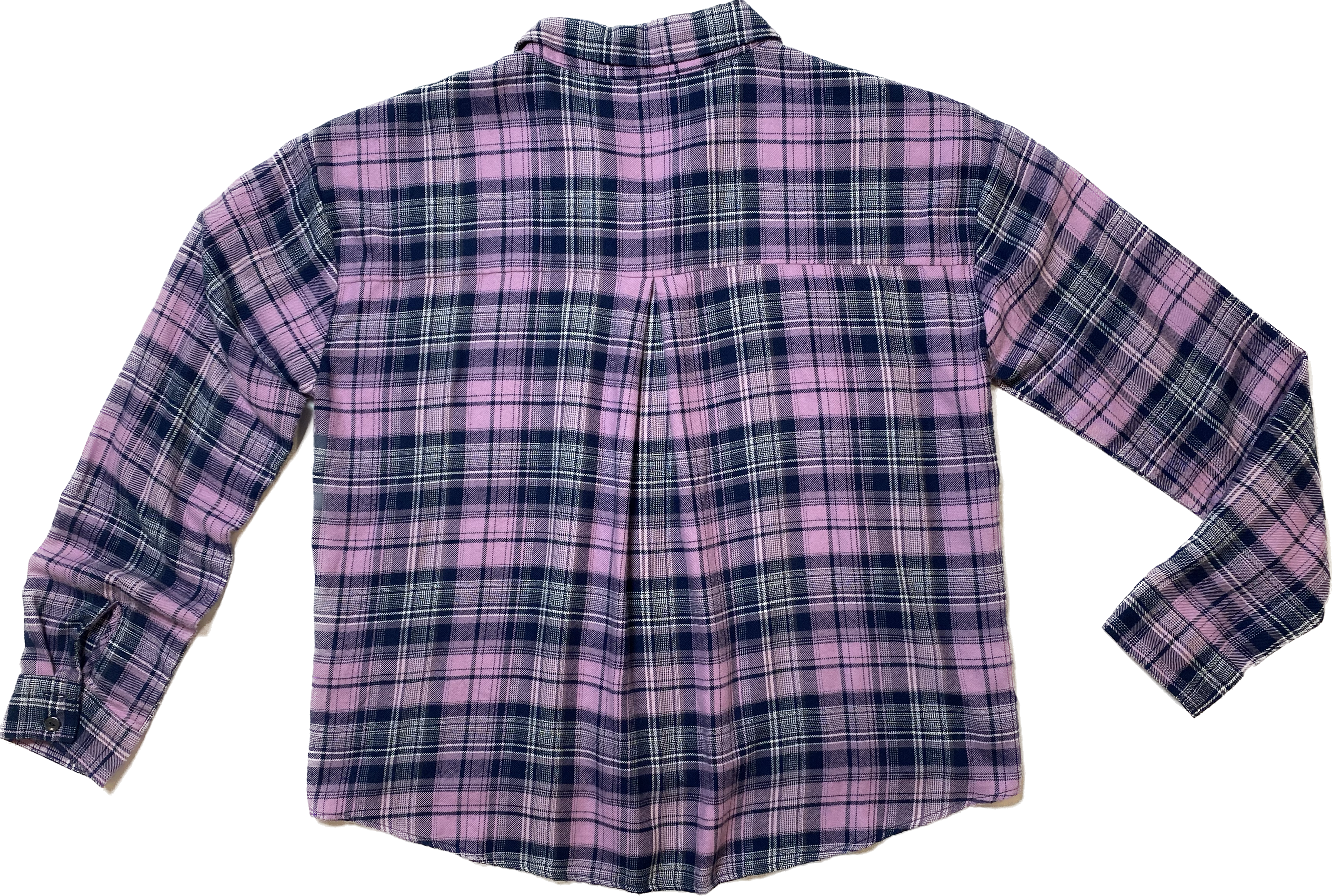 Wild Fable Lavender & Blue Long Sleeve Flannel Super soft and comfy long sleeve flannel with lavender, blue and white. 
This looks great with a lavender jacket, jeans and black boots. 