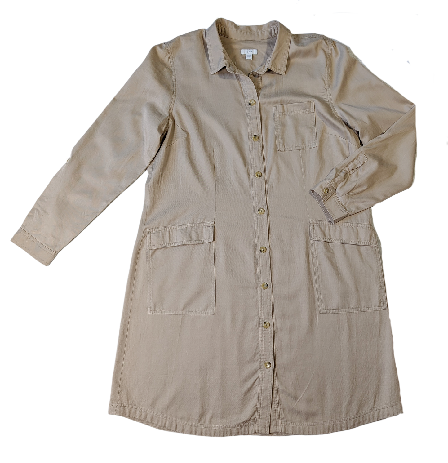 J. Jill Khaki Tunic Dress Long Sleeve with Pocket Size Large J. Jill Khaki Tunic Dress Long Sleeve with Pocket Size Large
Wear it as a dress, or a shirt, or a light jacket!  This item has so many uses, and the neutral color wi