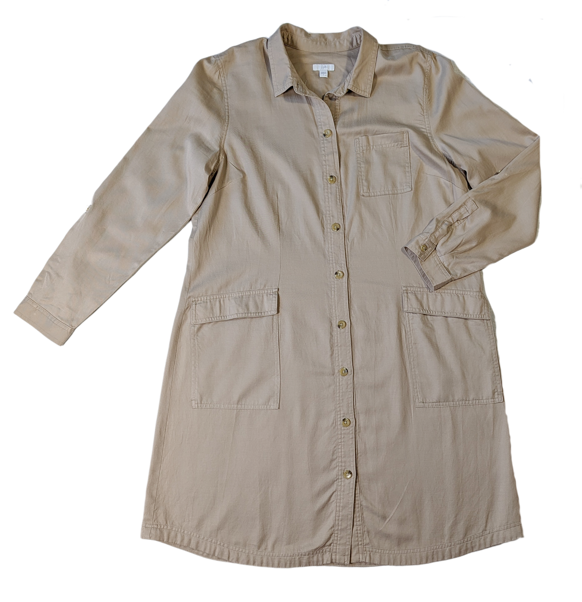 J. Jill Khaki Tunic Dress Long Sleeve with Pocket Size Large J. Jill Khaki Tunic Dress Long Sleeve with Pocket Size Large
Wear it as a dress, or a shirt, or a light jacket!  This item has so many uses, and the neutral color wi