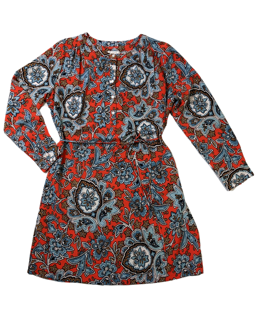 Loft Orange Floral Print Shirt Dress - EUCThis is such an easy and versatile dress.  You can dress it up by wearing heels and a blazer, or add sneakers and a denim jacket for a more casual look.  Either way,