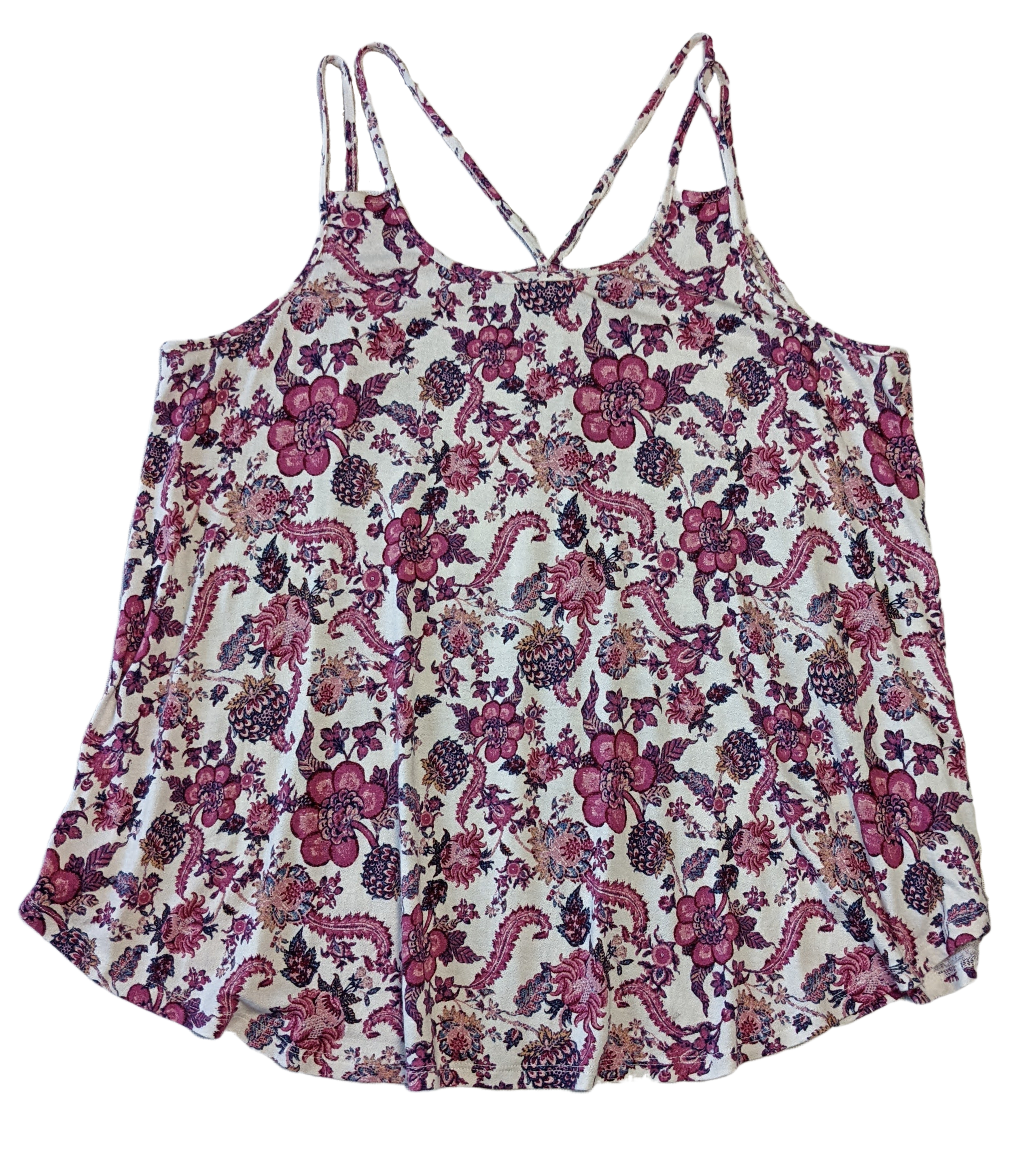 Hippie Rose Strappy Tank Top with Pink Floral Print Cute and Comfy!  And perfect for a day at the beach, or the park!