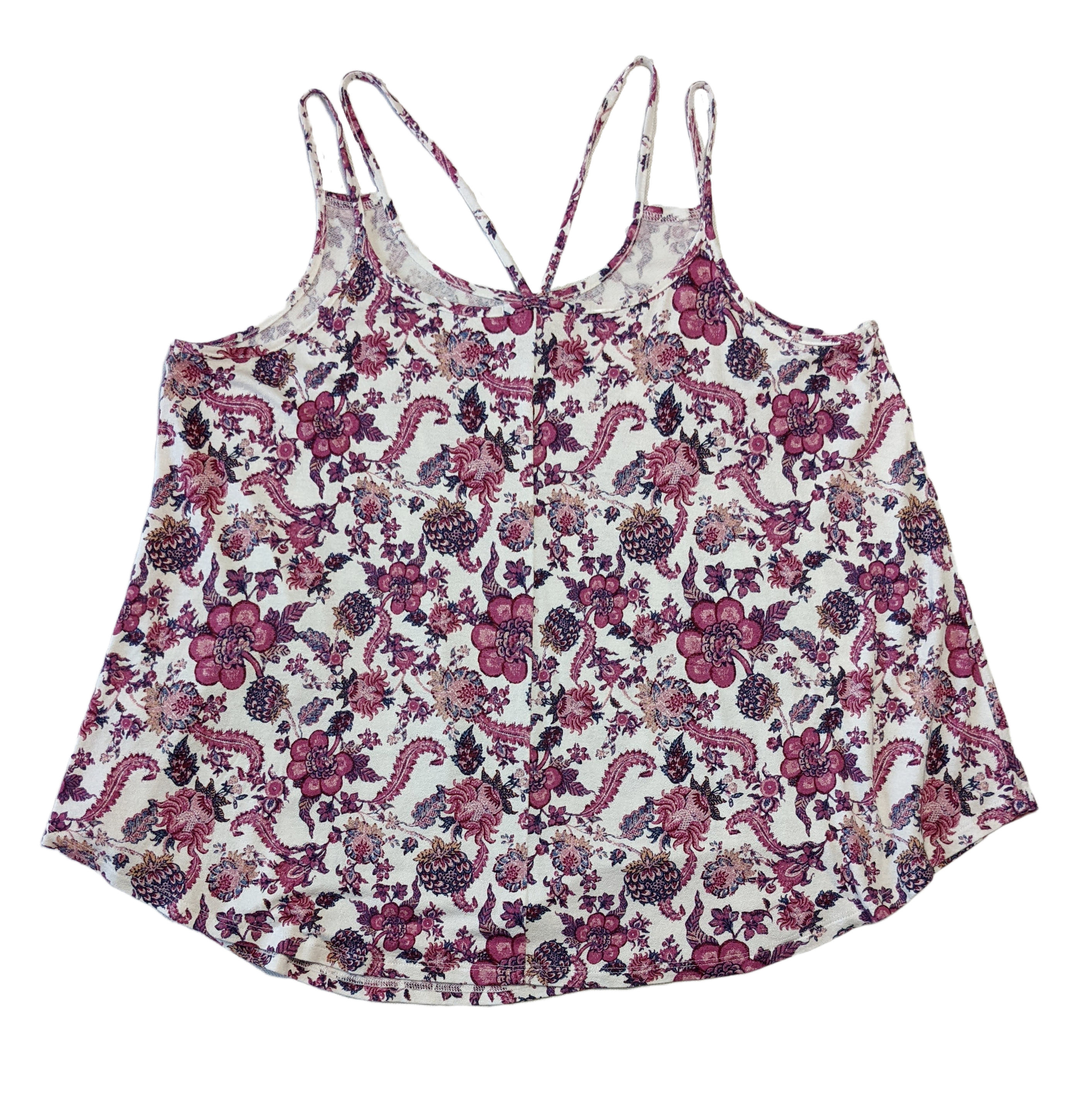 Hippie Rose Strappy Tank Top with Pink Floral Print Cute and Comfy!  And perfect for a day at the beach, or the park!