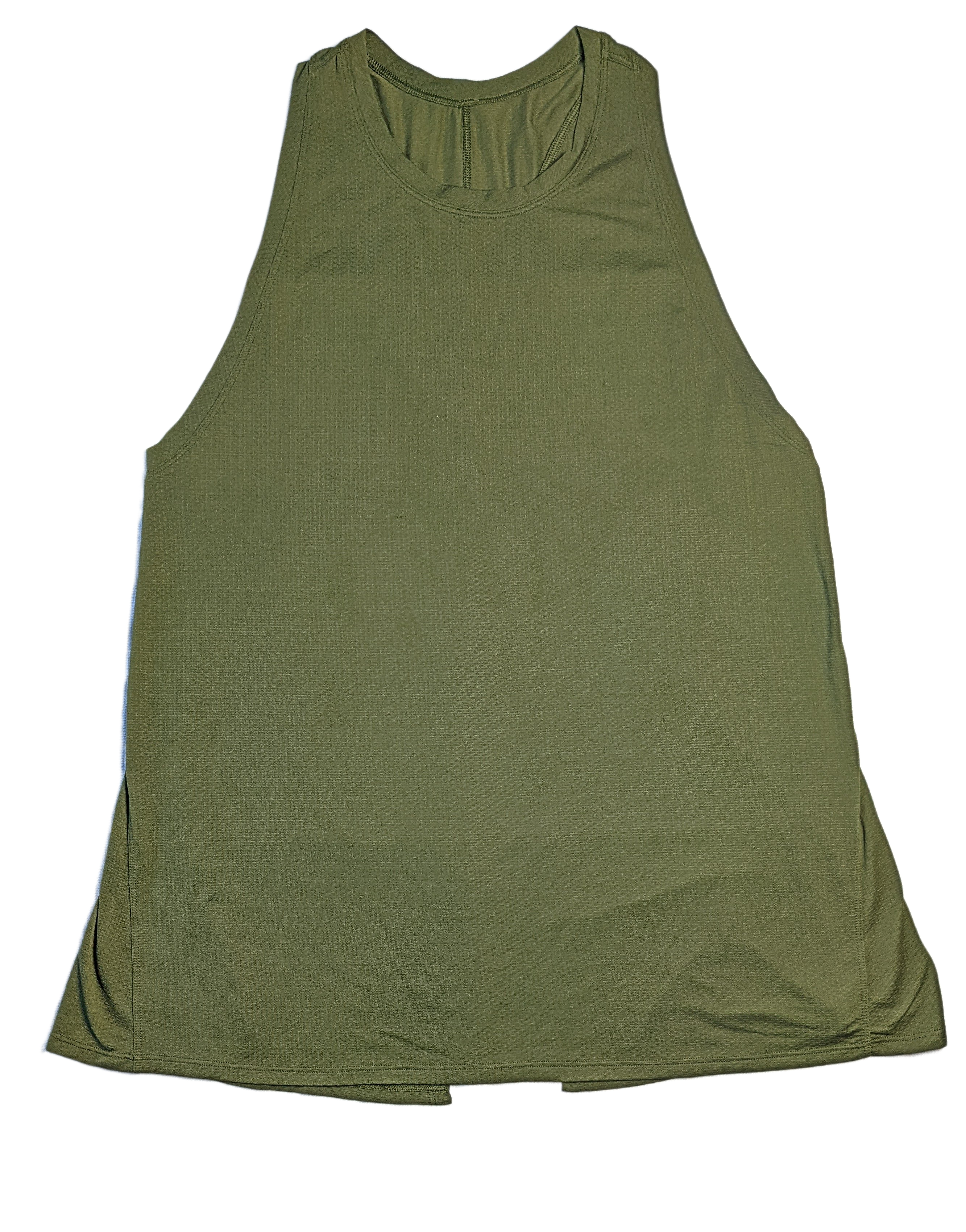 Lululemon Olive Green Split Back Tank  Experience ultimate comfort and style with the Lululemon Olive Green Split Back Tank! Made with high quality fabric, this tank
