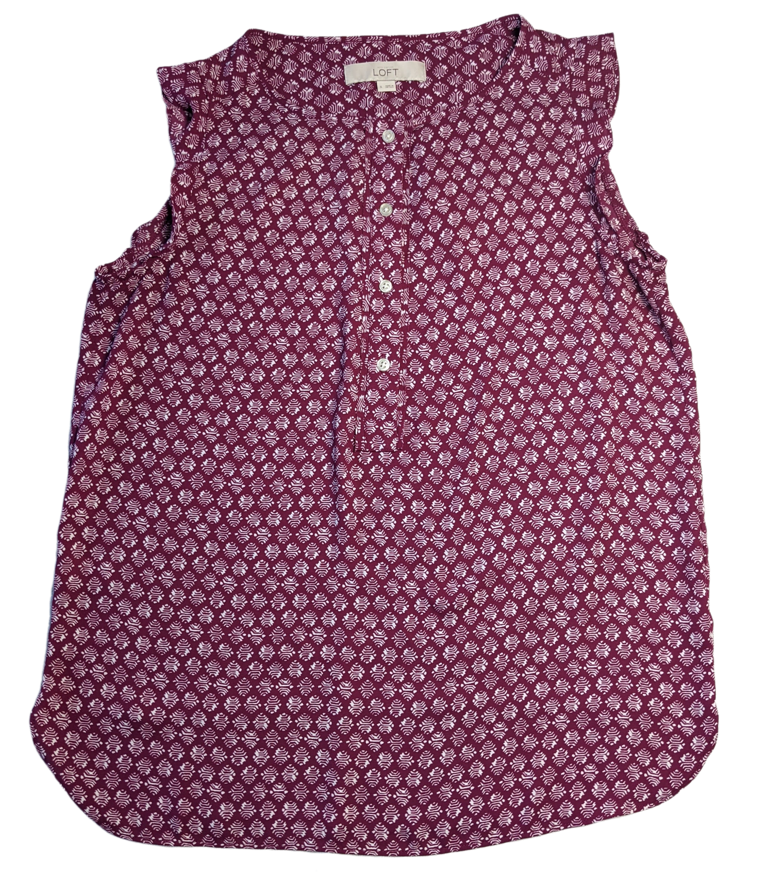 Loft Magenta Flutter-sleeve Sleeveless blouse Add a pop of color to your wardrobe with this playful LOFT magenta blouse. The flutter sleeves add a touch of whimsy, p