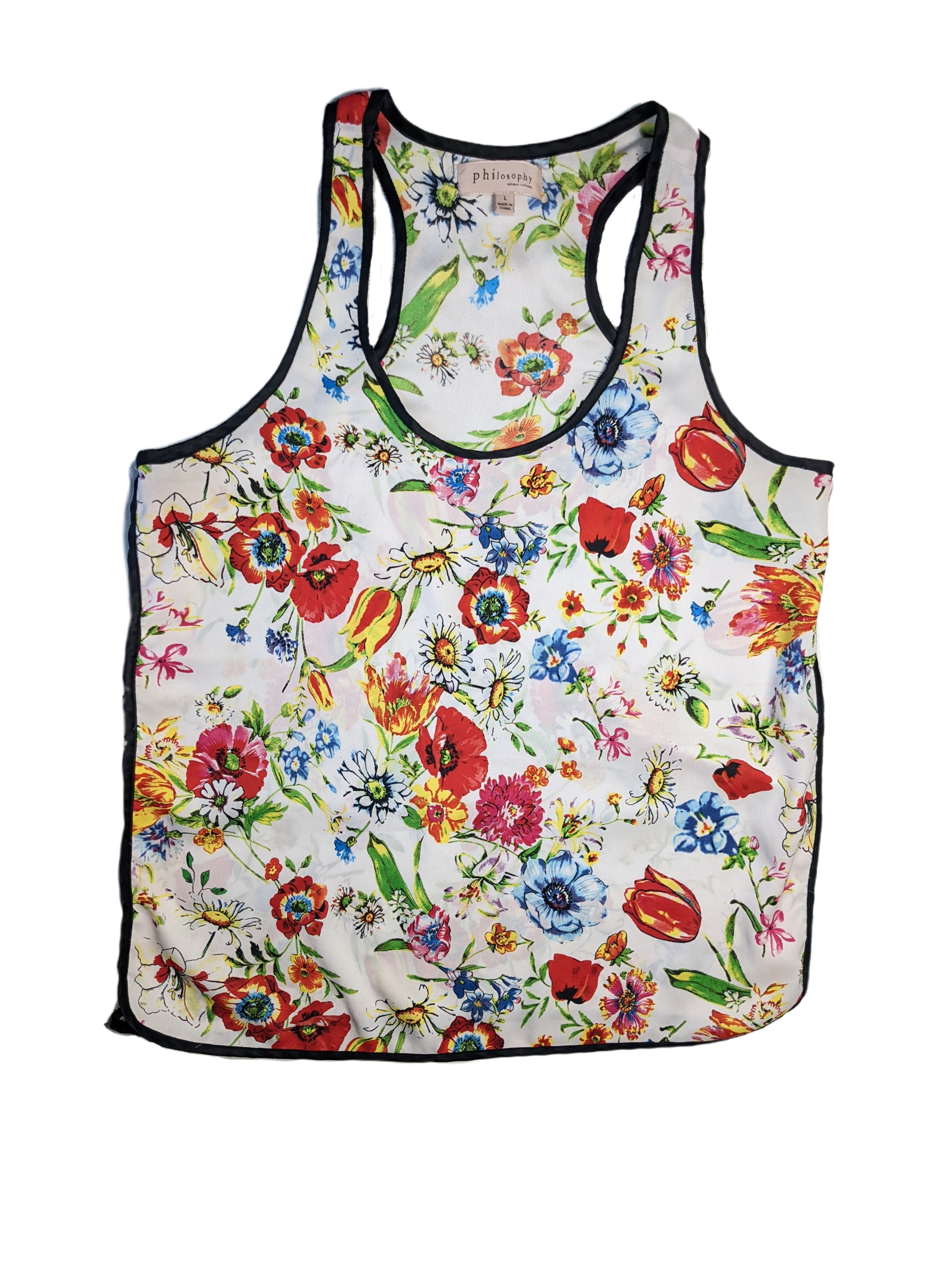 Philosophy Floral Print tankThe floral print on this tank is gorgeous! It will elevate whatever you are wearing! It can be worn with so many things!  Wear with shorts on warmer days, or layer u