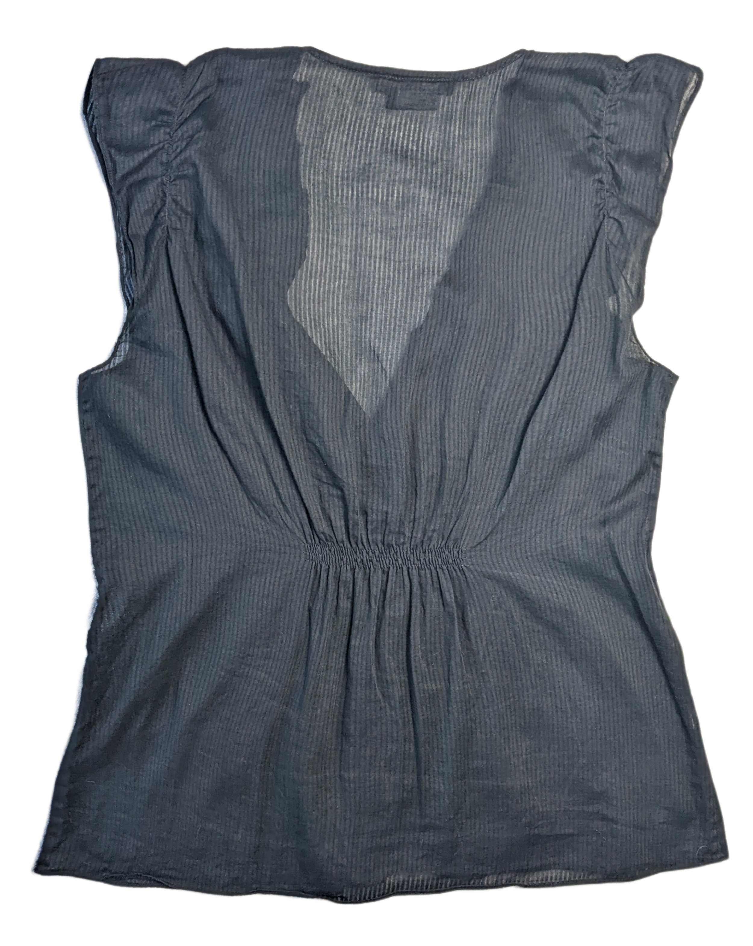 BCBG Maxazria Sleeveless Ruffled Sheer Top Gorgeous sheer top to dress us your wardrobe.  Perfect for date night or a night out with the girls!