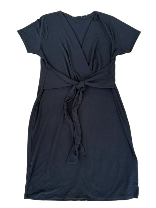 Tahari Black Jersey Short Sleeve dress indugle in effortless sophistca