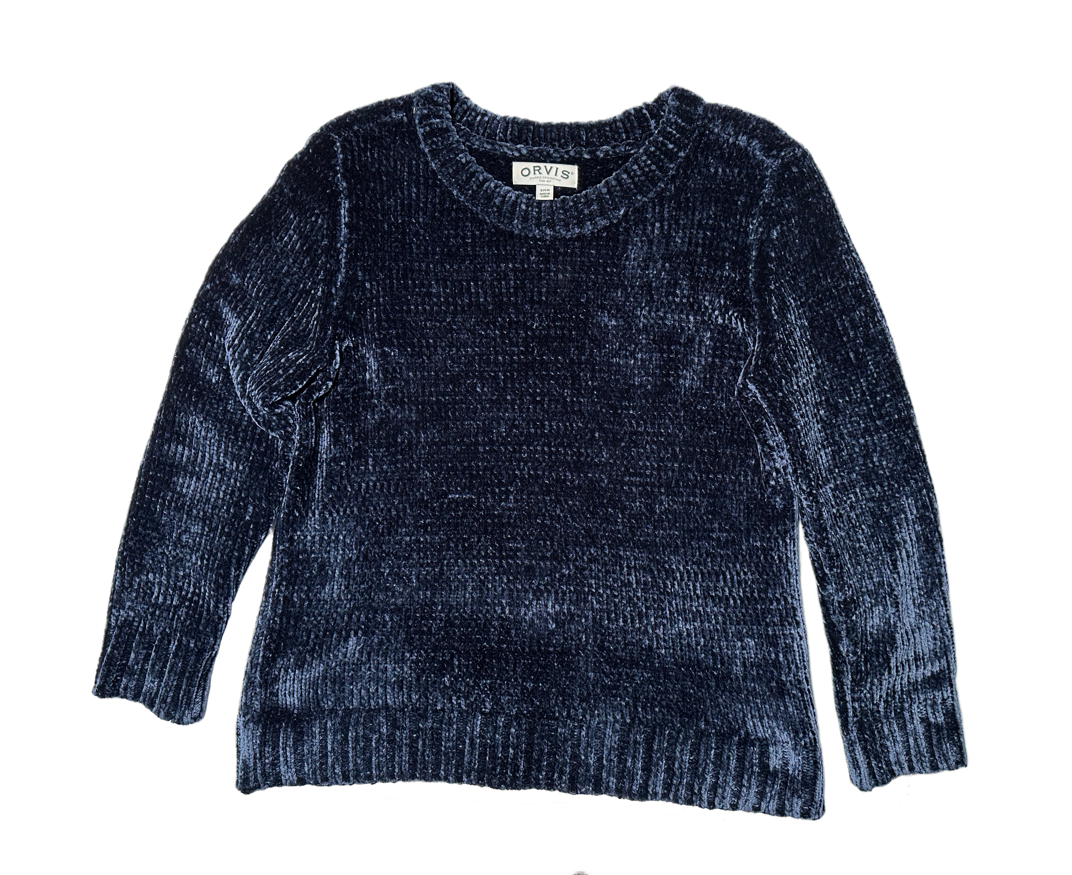 Orvis Long Sleeve Ink Blue Chunky Chenille SweaterStay cozy and stylish with this Orvis long sleeve ink blue chunky chenille sweater. Featuring a soft, crew neck and classic design, it offers unbeatable comfort and Orvis Long Sleeve Ink Blue Chunky Chenille SweaterSweater