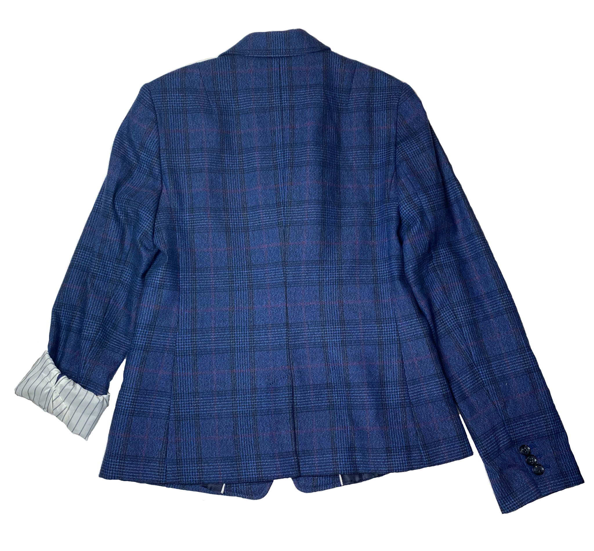 Banana Republic Blue Plaid BlazerBlue and black plaid double breast blazer with pockets and fully lined with contrasting sleeve lining.
Roll sleeves up or down to change the look of your outfit! Pai