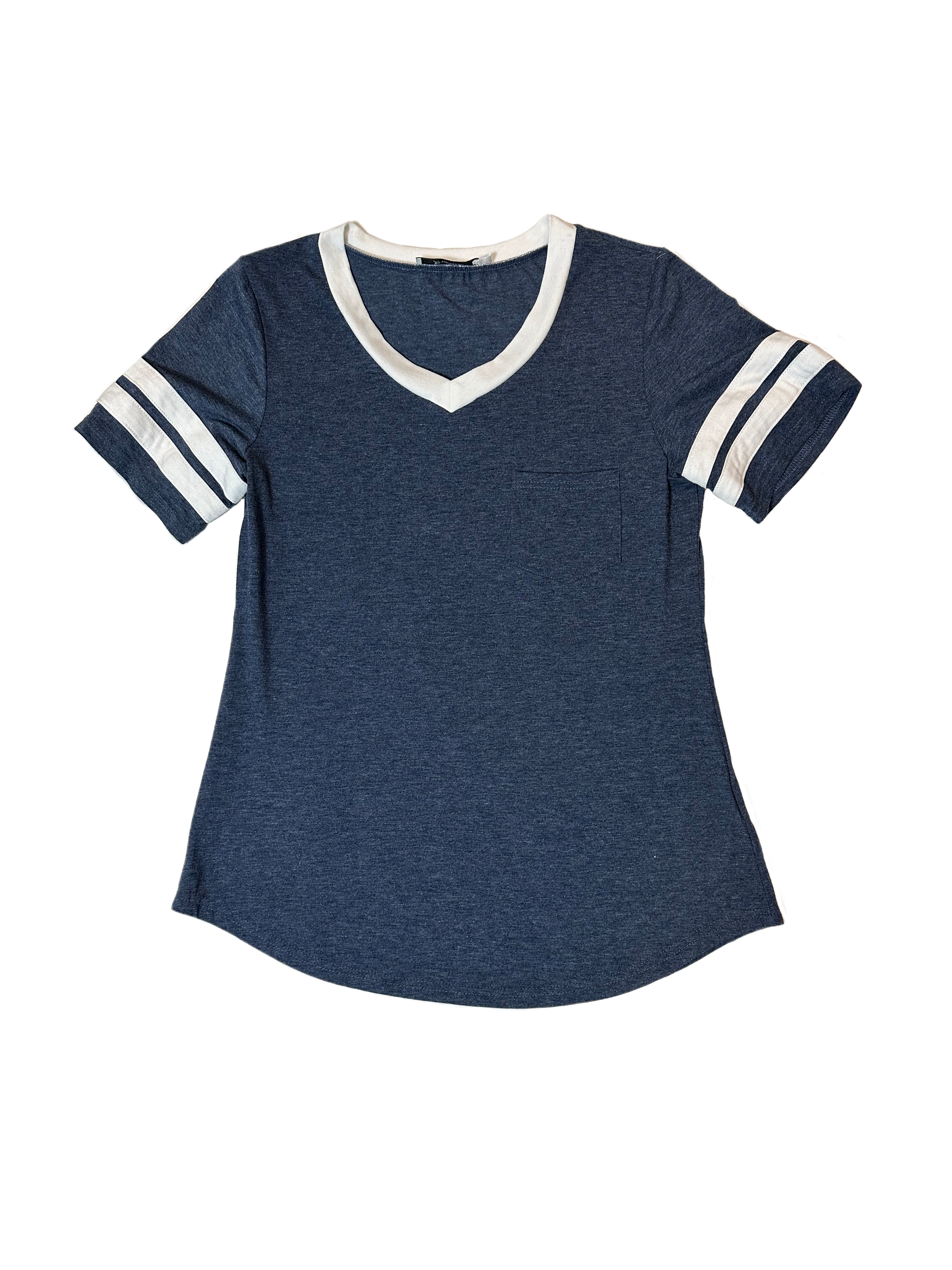 Yidarton Blue V neck  Short Sleeve T Shirt with White TrimRock a casual yet stylish look with this Yidarton V-neck T-shirt! Featuring a vibrant blue color and chic white trim, it's perfect for any day of the week. Made with