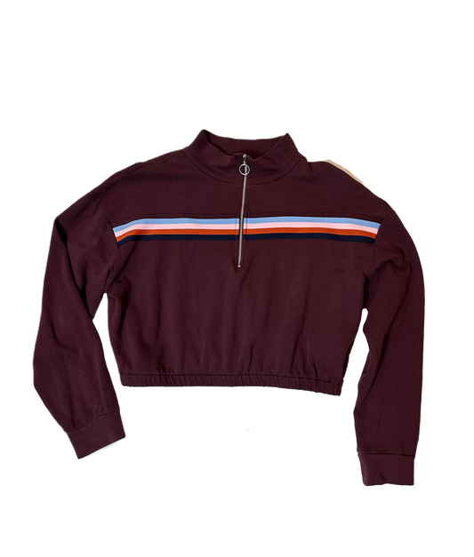 Wild Fable Cropped Zip Neck Striped Sweat Shirt Size Large Elevate your street style with the Wild Fable Cropped Zip Neck Sweat Shirt. This horizontal striped sweatsWild Fable Cropped Zip Neck Sweat ShirtThe added stripes and zip at neck make this cropped sweat shirt a great elevated basic.