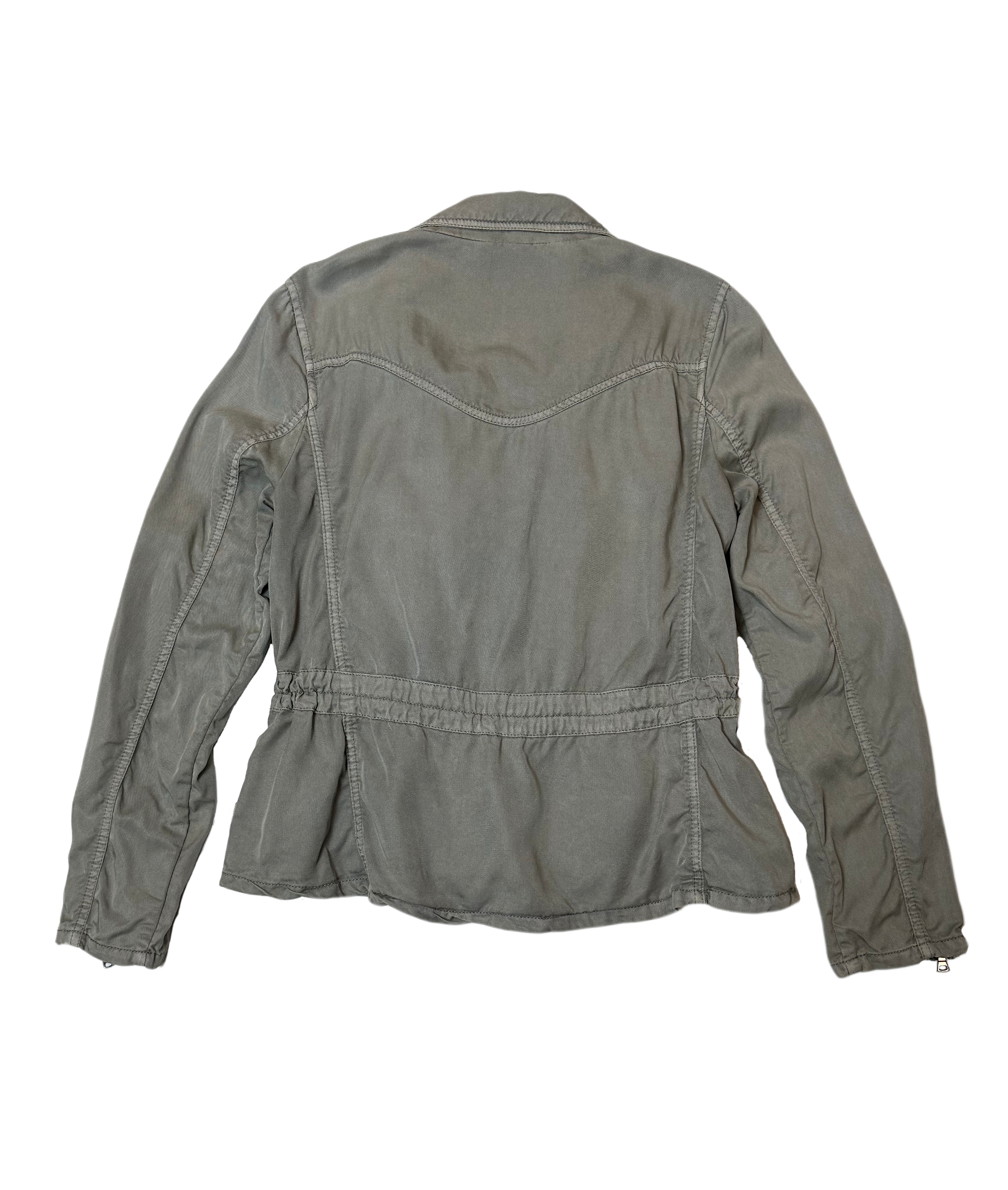 Marrakech Anthropologie Muted Green Moto Jacket This light weight jacket will quickly become your every day go to! The neutral color goes with everything, and the moto look will add style to any outfit.