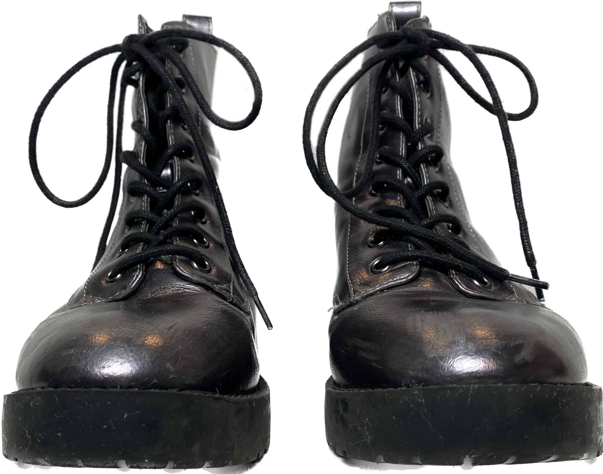 Divided Pewter Metallic Lace Up Combat BootReally fun and comfy boots perfect for adding a little funk to your day!
 