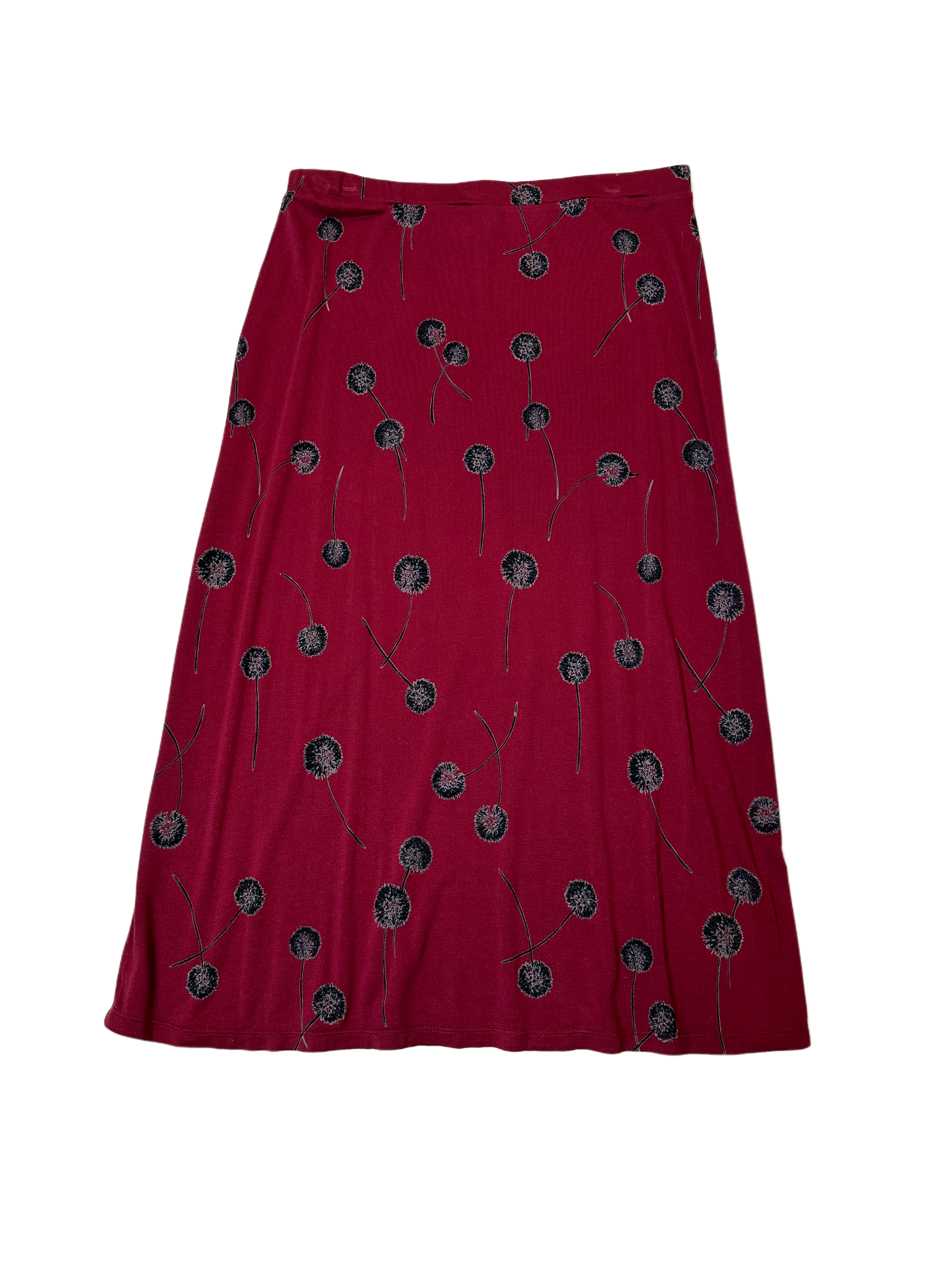 Abound Printed Burgundy Midi SkirtThis skirt looks great with a white t-shirt and denim jacket, or a chunky black sweater and tall black boots.