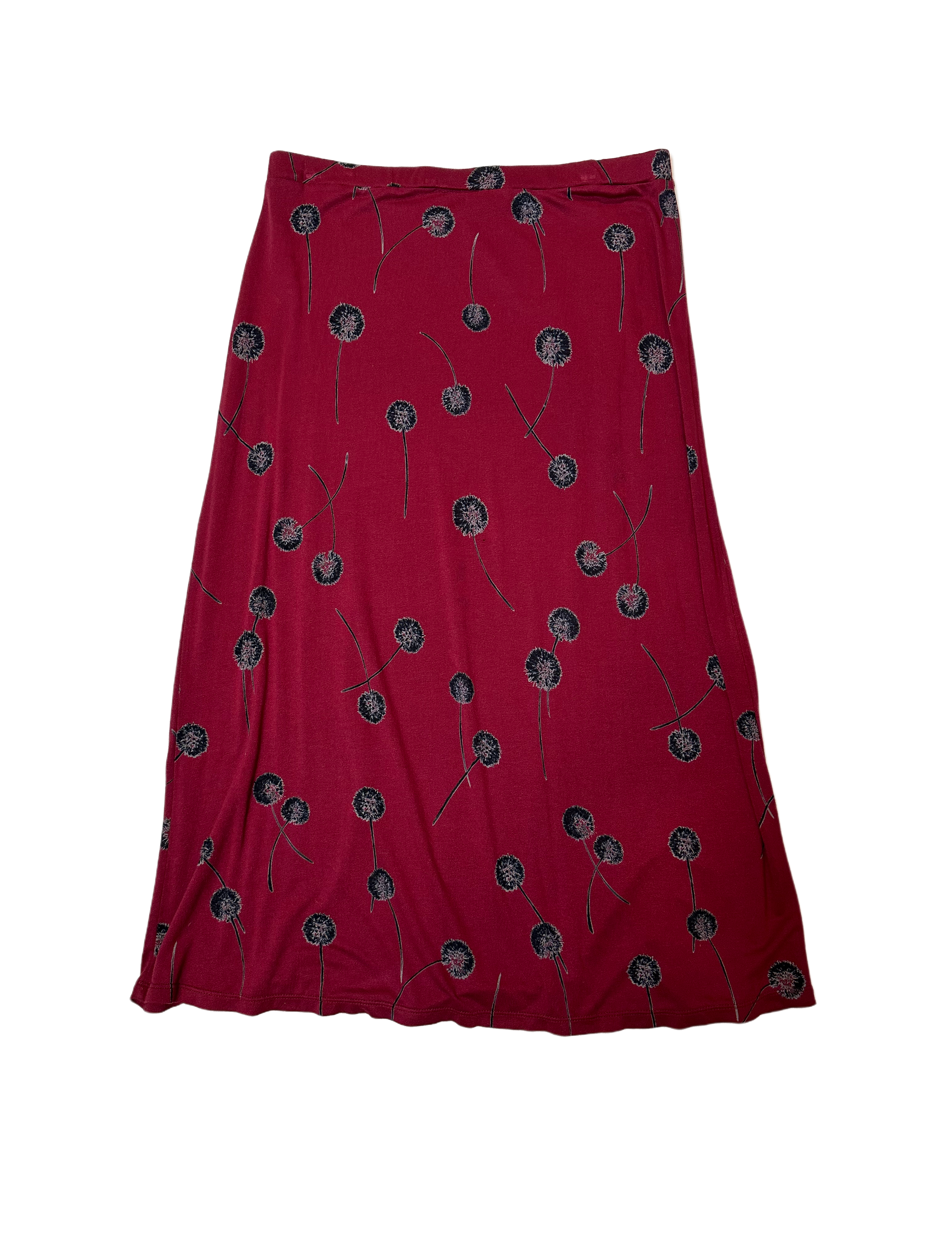 Abound Printed Burgundy Midi SkirtThis skirt looks great with a white t-shirt and denim jacket, or a chunky black sweater and tall black boots.