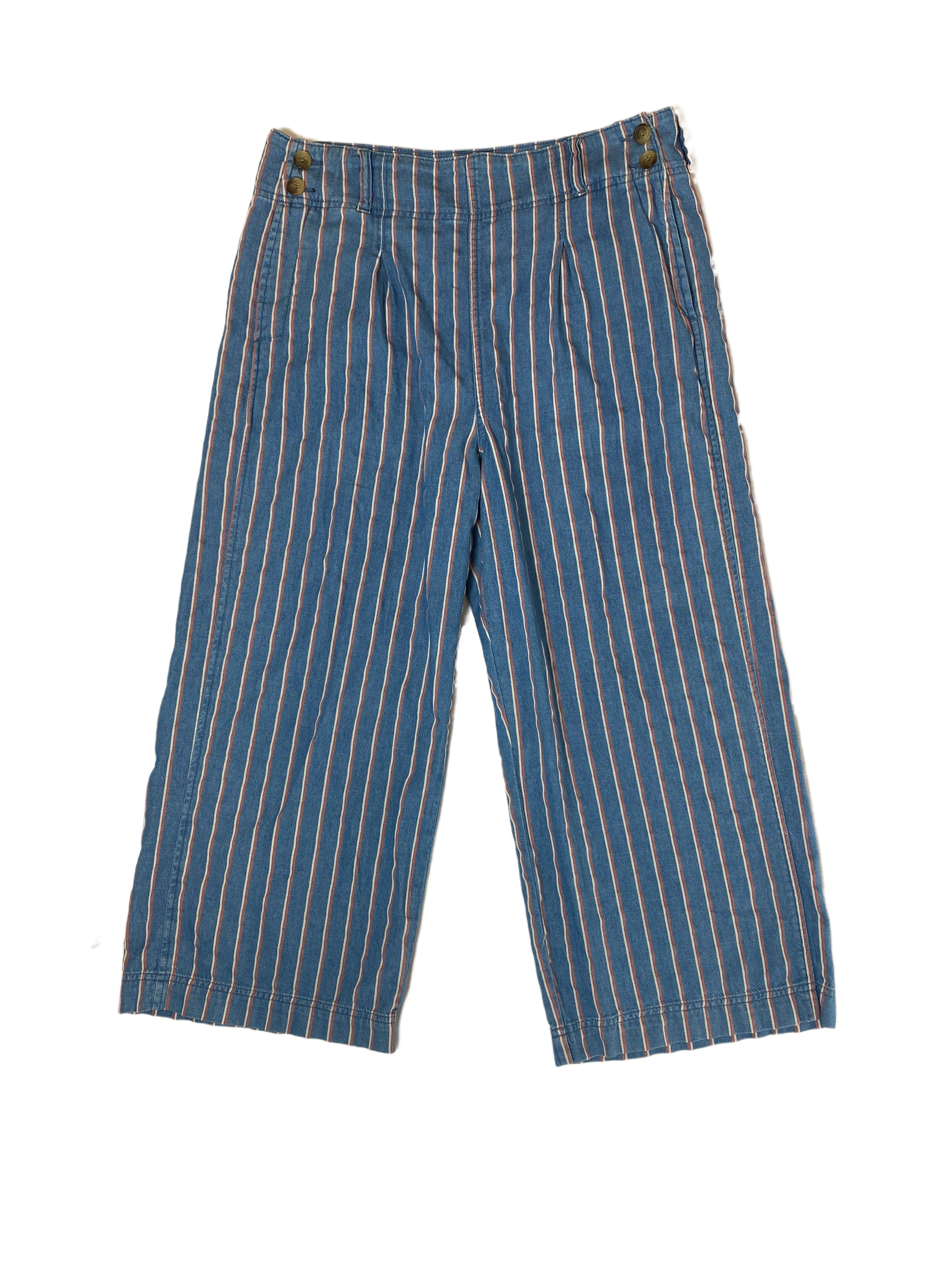 American Eagle Side Button Striped Denim Pant Love these! Such a fun and unique look. Wear with flats and a fitted top for an easy on the go look.  These will be you