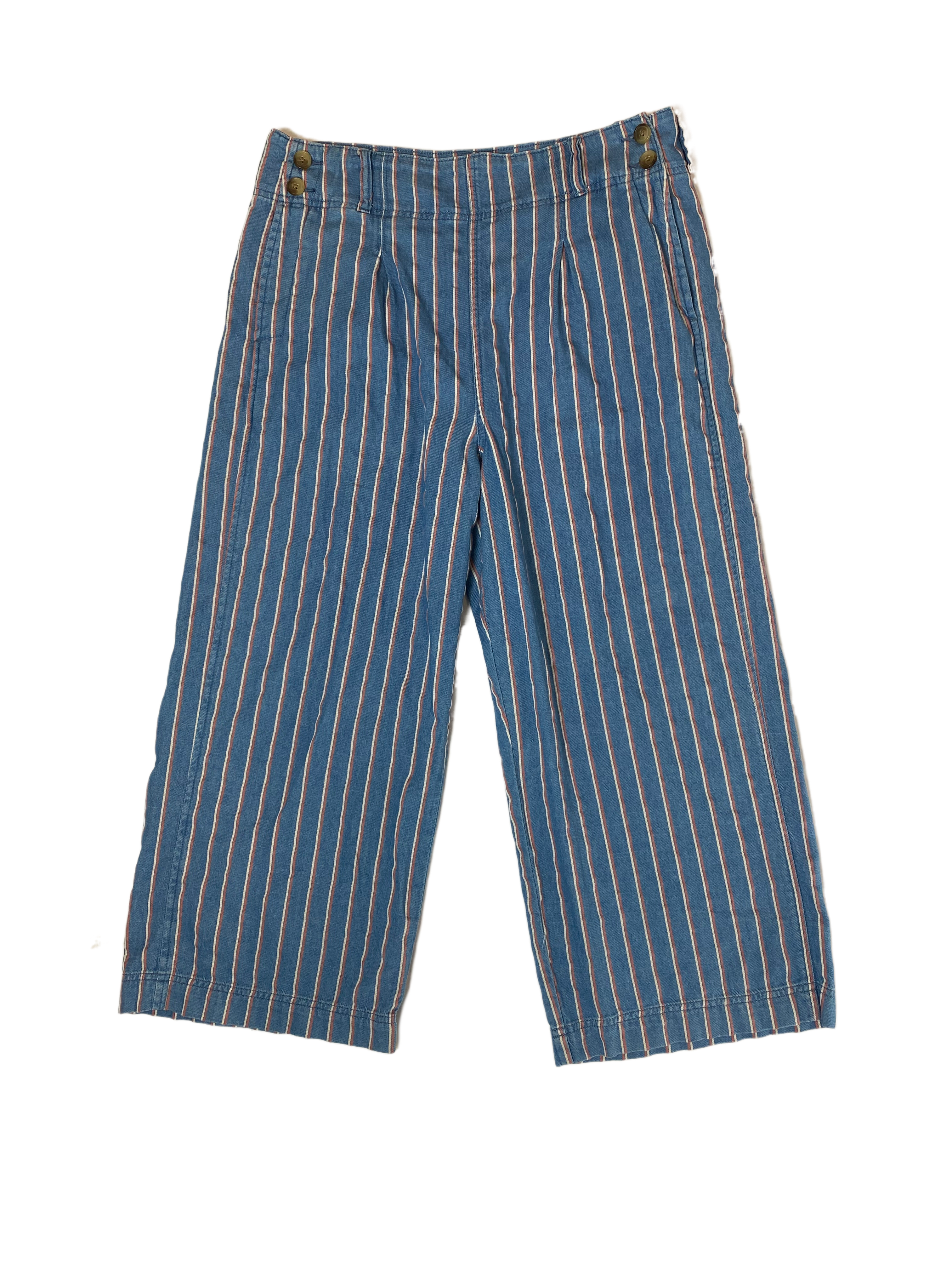 American Eagle Side Button Striped Denim Pant Love these! Such a fun and unique look. Wear with flats and a fitted top for an easy on the go look.  These will be you