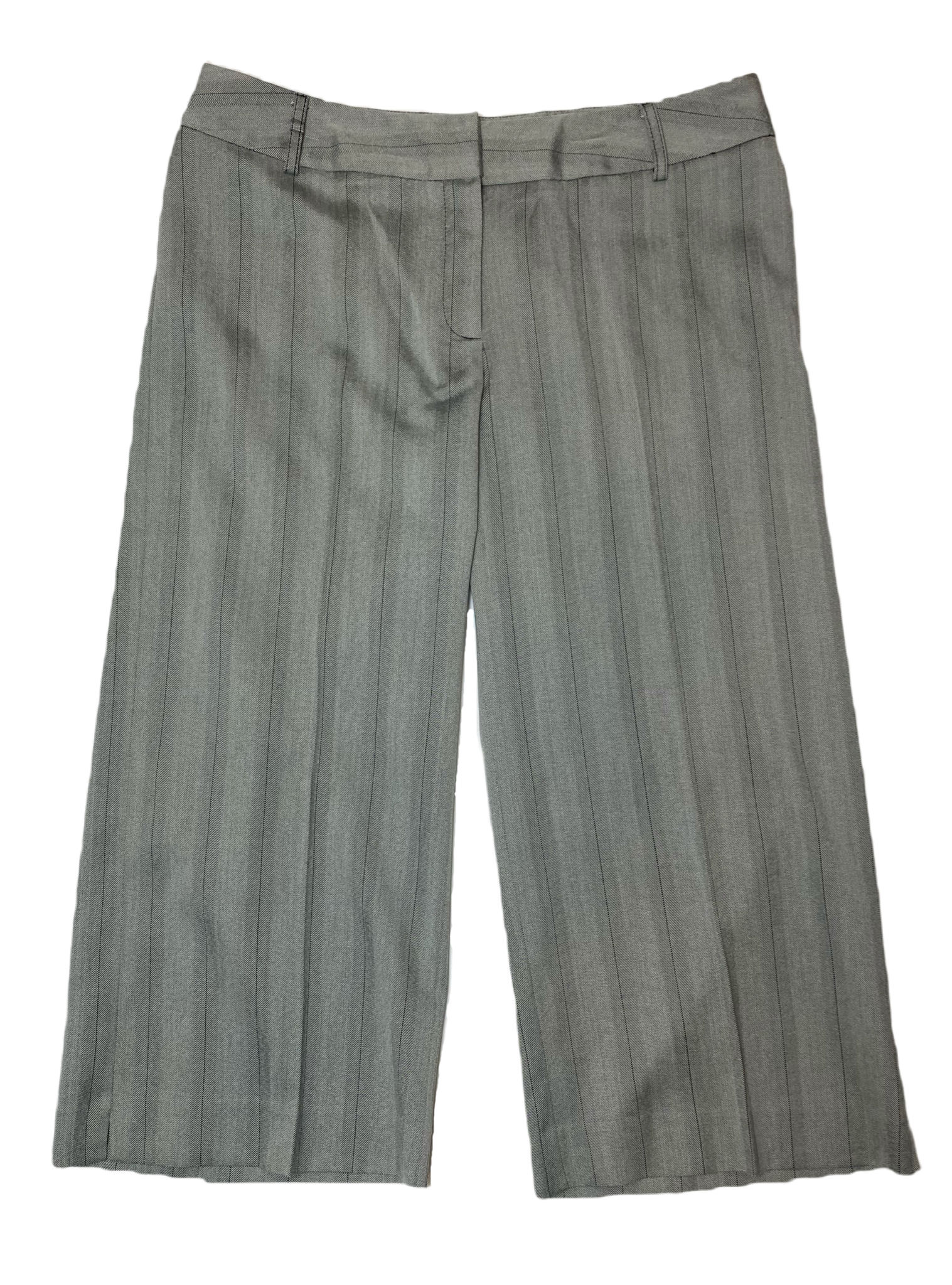 White House Black Market Grey Wide Leg CaprisGrey with thin black stripe wide leg capris. Flat front with back slit pockets.
Wear in the summer with heels or in the fall with boots! Cute year round!