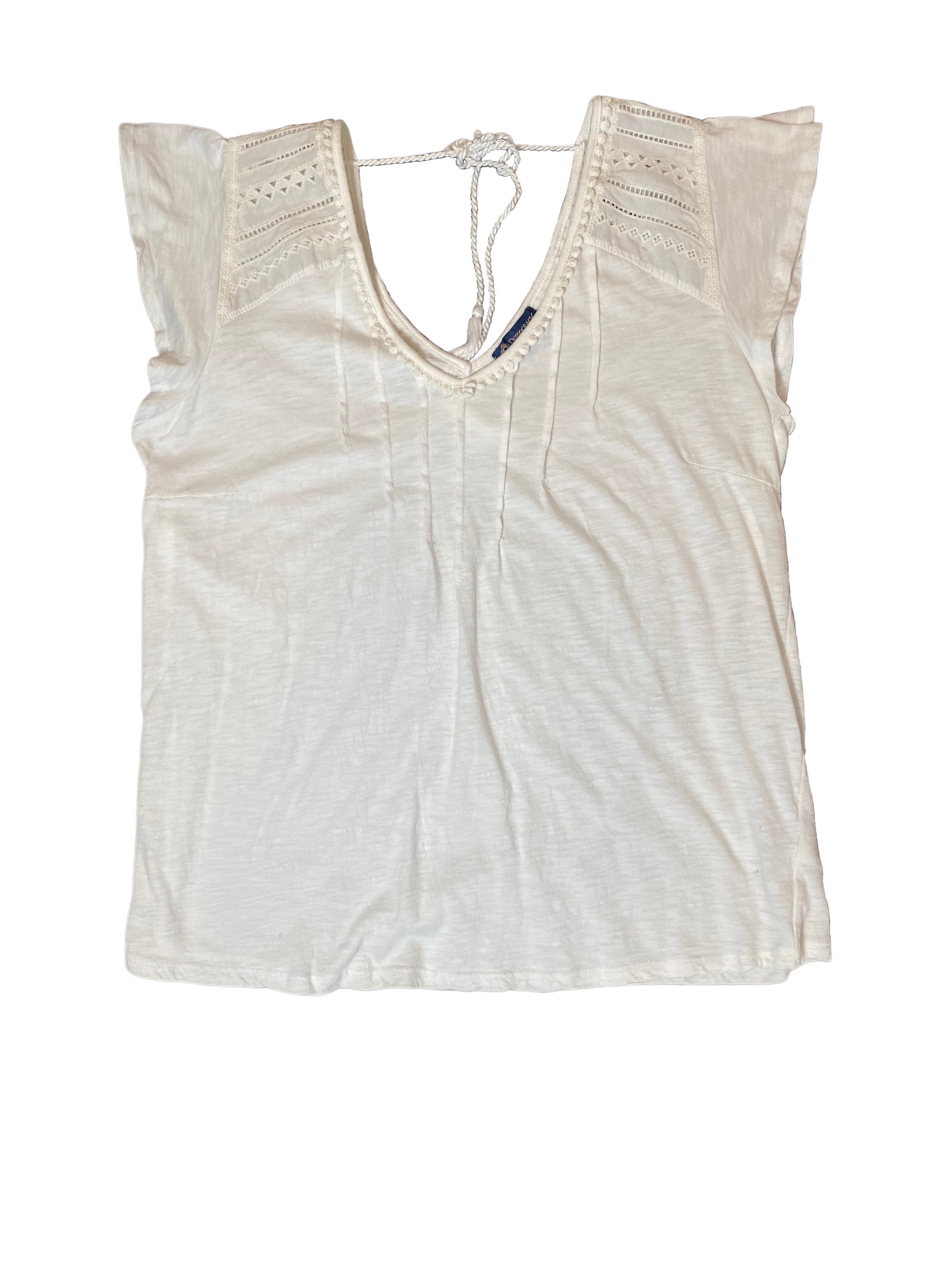 Democracy White V-Neck Cap Sleeve Top The perfect little white top! V neck in the front and back with a tie across the back. Thoughtful details make this the iconic top for Summer!!